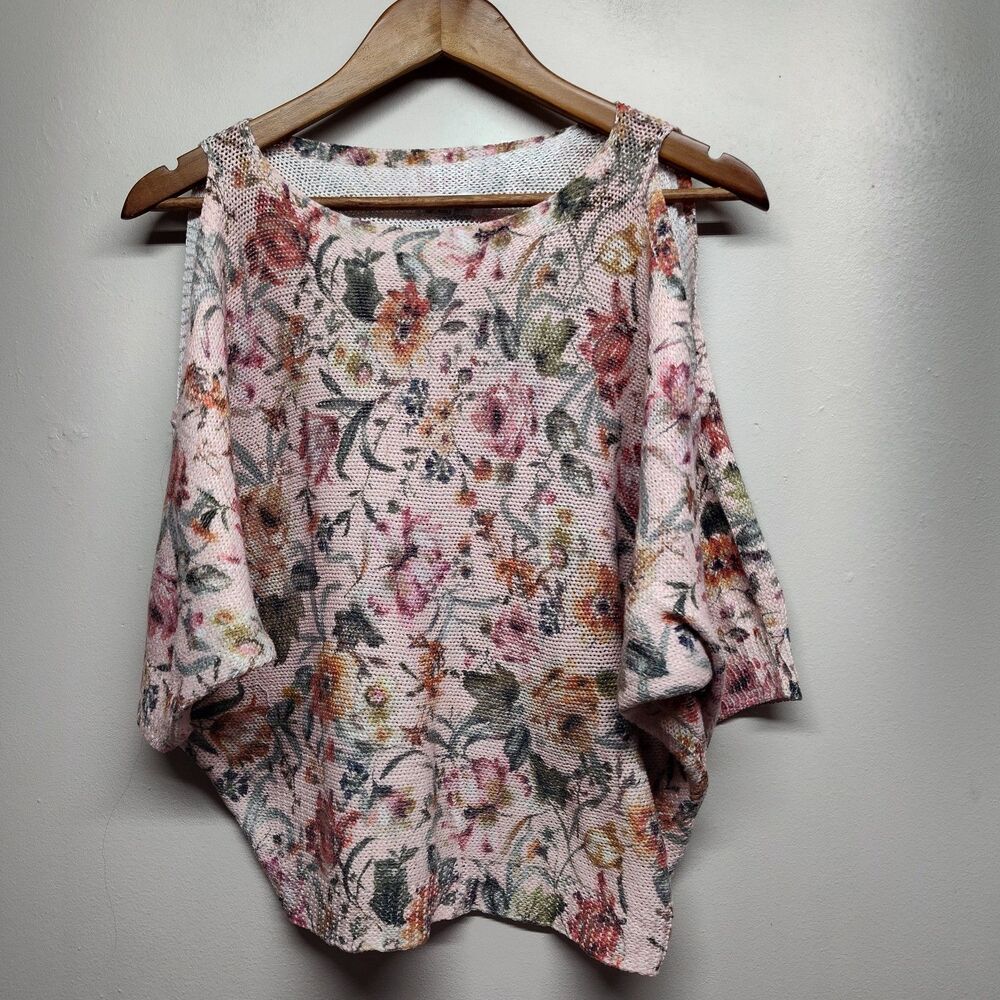 Luisa Ricci Knit Top Women Size S Pink Floral Romantic Casual Made In Italy